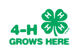 4-H Grows Here words with a 4-H clover logo.