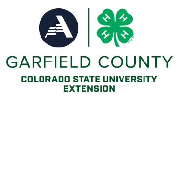 Garfield County CSU Extension Logo with AmeriCorps logo and 4-H Clover logo